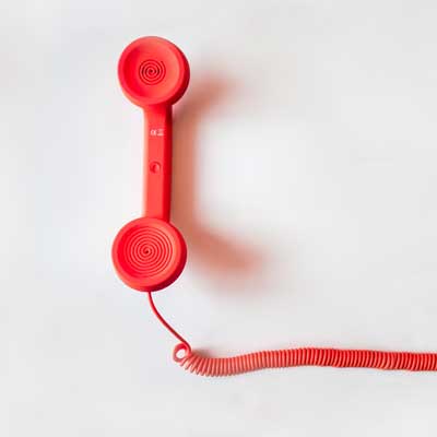 red corded phone